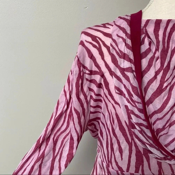 Athleta Pink Zebra Print Hooded Tunic Cover-Up Drawstring Waist Size Medium - Picture 9 of 14